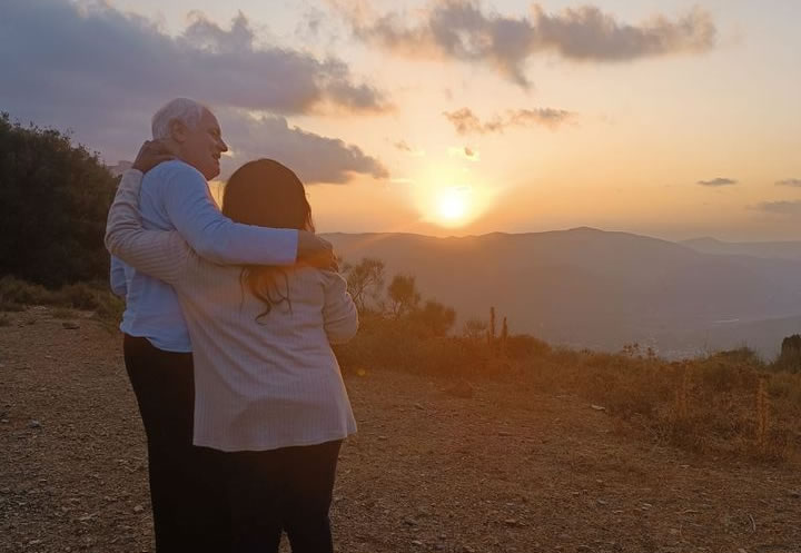 Guests enjoying sunset from a high viewpoint on jeep safari Crete